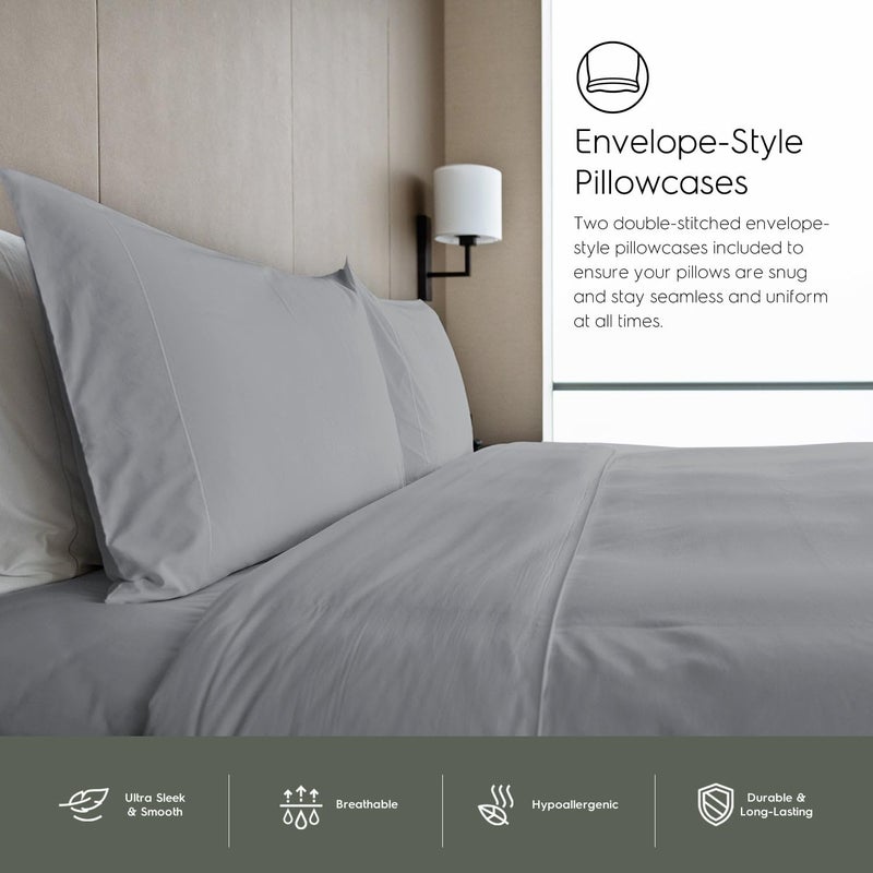 Tafts Queen Sheets Set, Pure 100% Viscose derived from Bamboo Bed Sheets Set, Luxuriously Soft, Silky, Cooling Sheets, Double Stitched, Lifetime Quality Promise (Gray/Grey) - Image 5